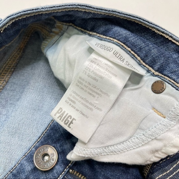 PAIGE Verdugo Ultra Skinny Quinnley Destructed Medium Wash Blue Jeans SIZE 26 - Picture 14 of 16